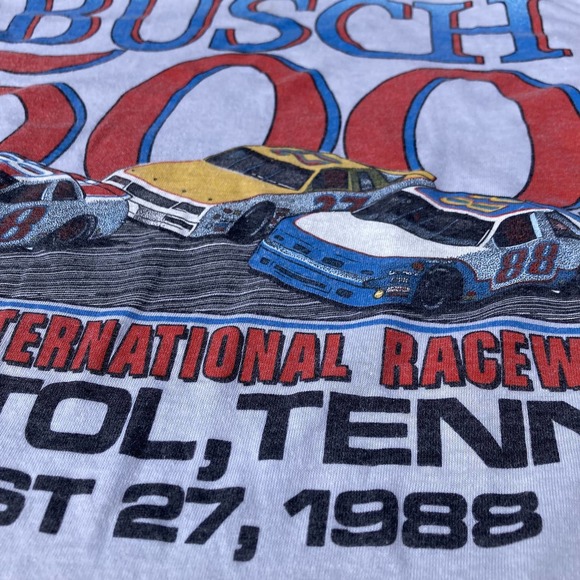 Size fits S 80s 1988 BUSCH 500 Bristol International Raceway T-Shirt Tee NASCAR - Picture 2 of 4